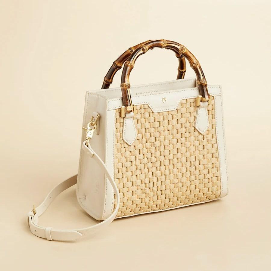 Bamboo Straw Satchel Pearl